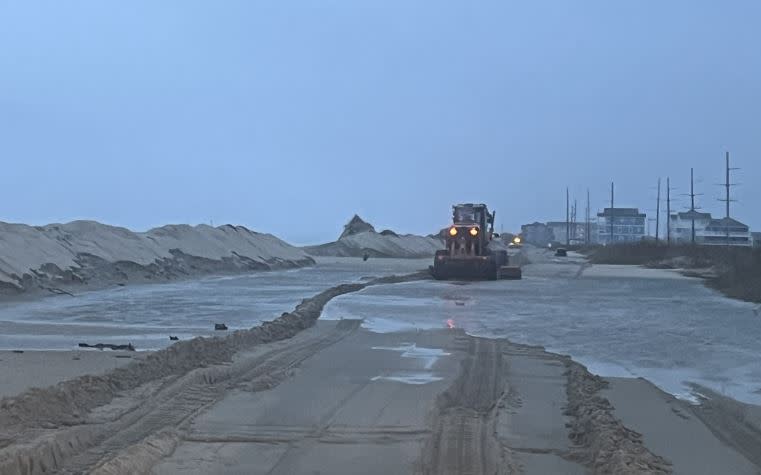 Crews working on NC 12 earlier Monday. NCDOT image