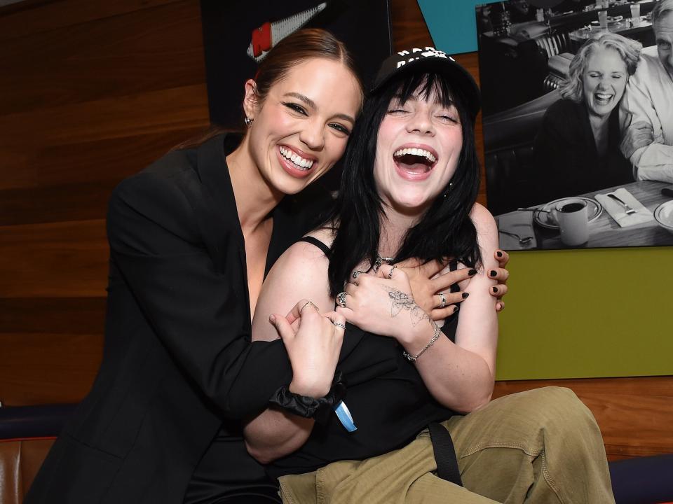 Claudia Sulewski and Billie Eilish at the Los Angeles premiere of "I Love My Dad" held at Largo at the Coronet on August 4, 2022 in Los Angeles, California