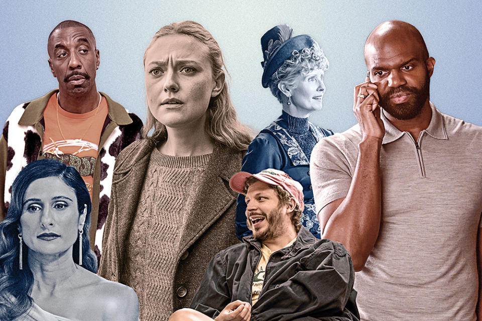 Clockwise from top left J.B. Smoove, Dakota Fanning, Cynthia Nixon, Carl Clemons-Hopkins, Michael Cera and Sarayu Blue.