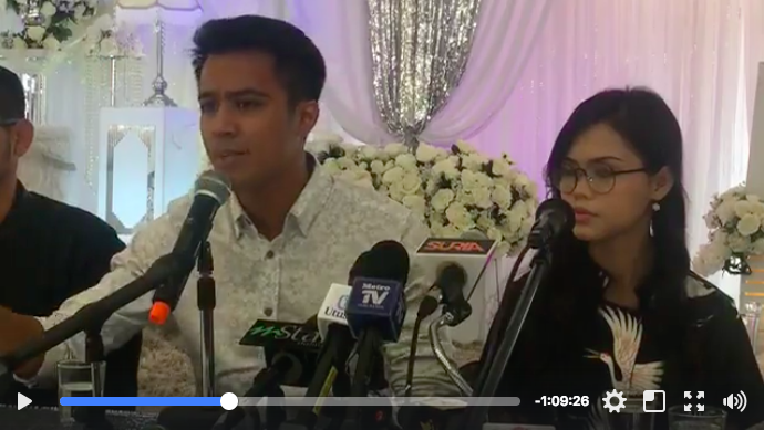 Singaporean singer and actor Aliff Aziz spoke out during a press conference following alleged assault towards his wife. (Photo: Harian Metro/Facebook Live)