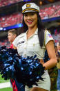 <p>The Houston Texans cheerleaders rev up the crowd in a salute to service during the football game between the Indianapolis Colts and the Houston Texans on November 5, 2017 at NRG Stadium in Houston, Texas. (Photo by Ken Murray/Icon Sportswire) </p>