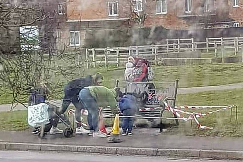 The woman near the war memorial bench (Horncastle Community Page/Facebook)