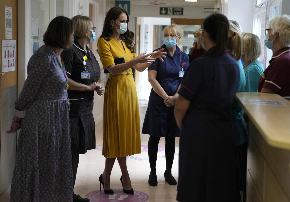 The Princess of Wales visits the Royal Surrey County Hospital's maternity unit, in Guildford, Surrey, UK, on the 5th October 2022. Picture by Alastair Grant/WPA-Pool. 05 Oct 2022 Pictured: Catherine, Princess of Wales, Kate Middleton. Photo credit: MEGA TheMegaAgency.com +1 888 505 6342 (Mega Agency TagID: MEGA904900_017.jpg) [Photo via Mega Agency]