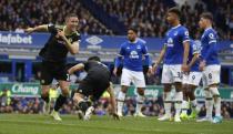 Britain Football Soccer - Everton v Chelsea - Premier League - Goodison Park - 30/4/17 Chelsea's Gary Cahill celebrates scoring their second goal Reuters / Phil Noble Livepic