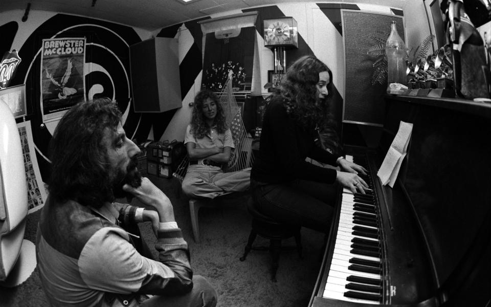 Toni Stern, seated, with Carole King and the producer Lou Adler in Adler's office in 1971