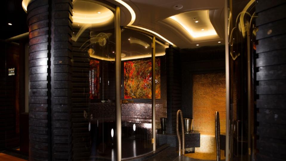 The 312-foot 'Kismet' is a showman's palace designed with a far-out luxe look that includes gold, black, glass and full walls of video screens. 