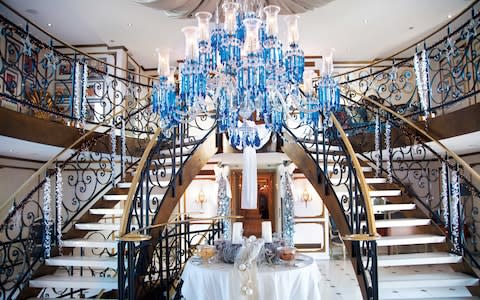 Festive lobby of SS Antoinette - Credit: Uniworld Boutique River Cruise Collection