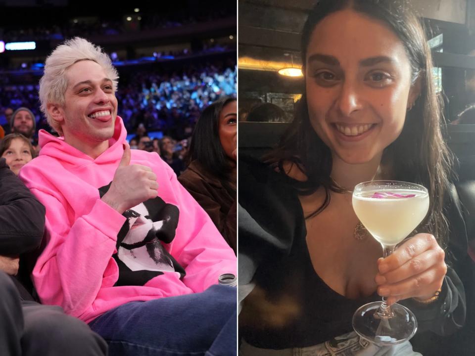 Pete Davidson and a cocktail from Pebble Bar