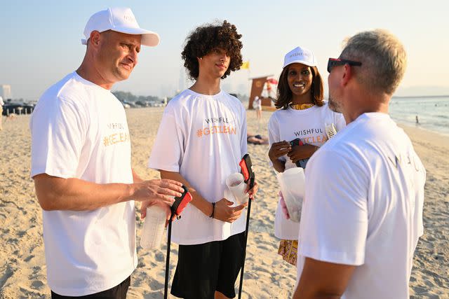 <p>Cedric Ribeiro/Getty Images for HUDA Beauty</p> Chanel Ayan with her famiily at a beach clean-up at The Secret Beach, Al Sufouh on June 07, 2023 in Dubai, United Arab Emirates