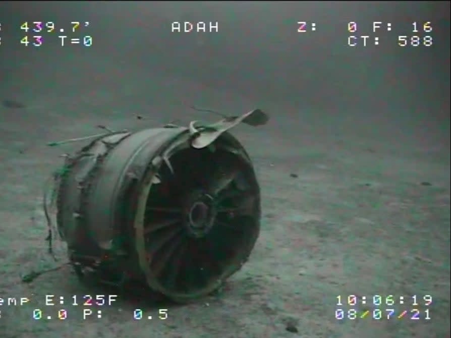 The National Transportation Safety Board released images of the cargo plane that crash-landed in the sea off Hawaii on 2 July. (The National Transportation Safety Board)