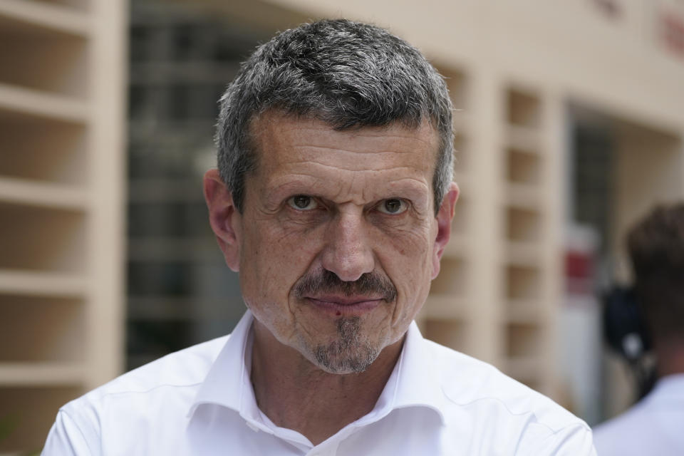 Haas team principal Guenther Steiner arrives for the team walk through ahead of the Formula One Miami Grand Prix auto race at Miami International Autodrome, Thursday, May 5, 2022, in Miami Gardens, Fla. (AP Photo/Darron Cummings)