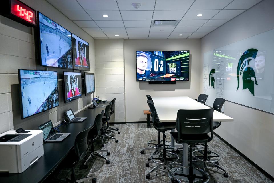 A video control room seen during a tour of the completed renovations on Friday, Sept. 23, 2022, at Munn Ice Arena in East Lansing.