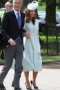 The mother of the groom Jane Matthews' eau de nil coat dress showed off her St Barths tan. Photo: Getty