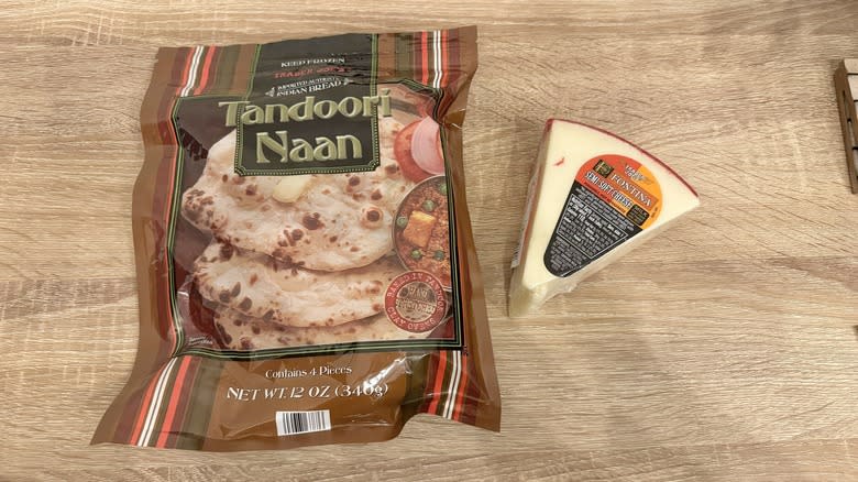 Package of naan and cheese block