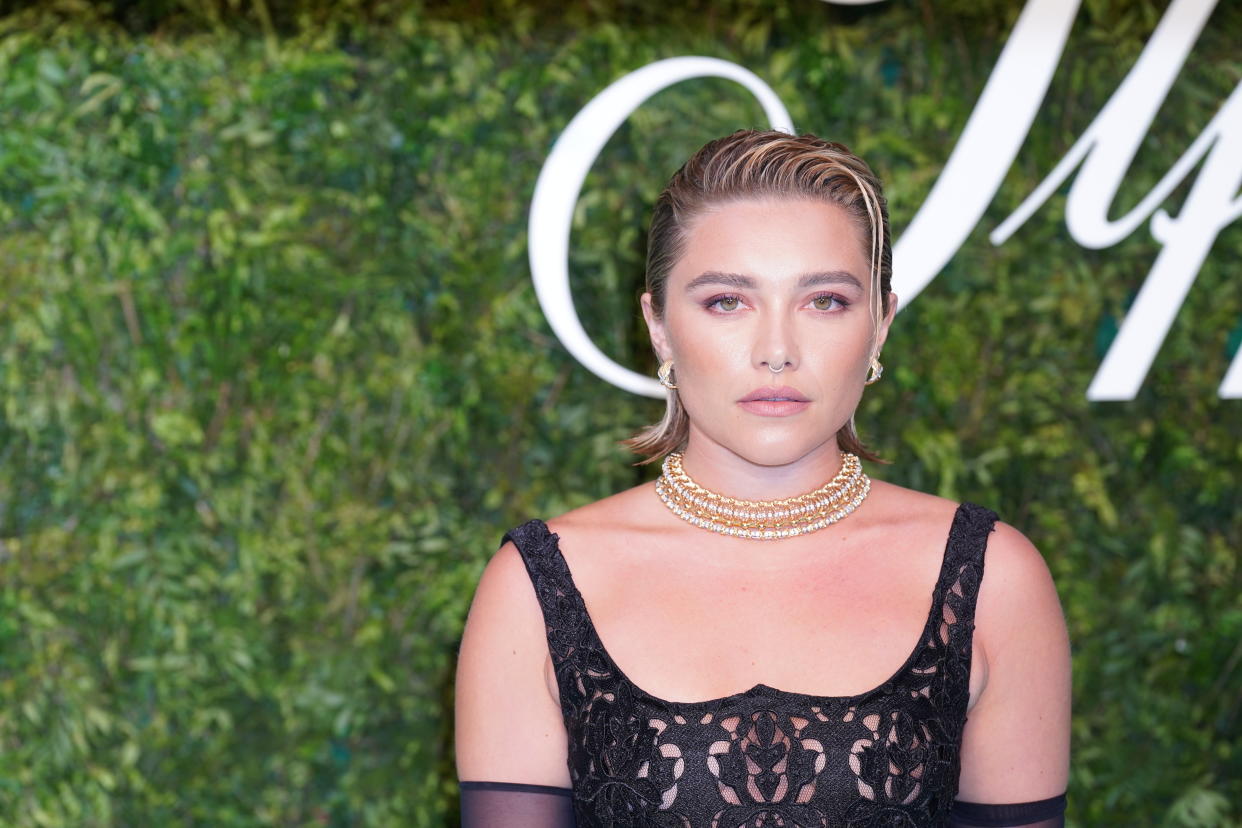 Florence Pugh arrives for the House of Tiffany & Co Vision and Virtuosity exhibition opening gala at the Saatchi Gallery in London. Picture date: Thursday June 9, 2022. (Photo by Kirsty O'Connor/PA Images via Getty Images)