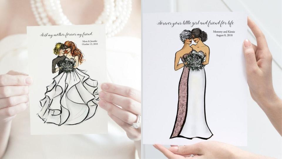 Best Mother of The Bride Gifts: A personalized wedding day drawing