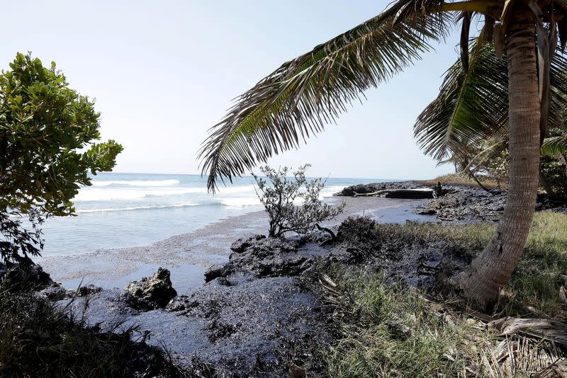 FILE PHOTO: Oil spill in Tobago Island, Trinidad and Tobago
