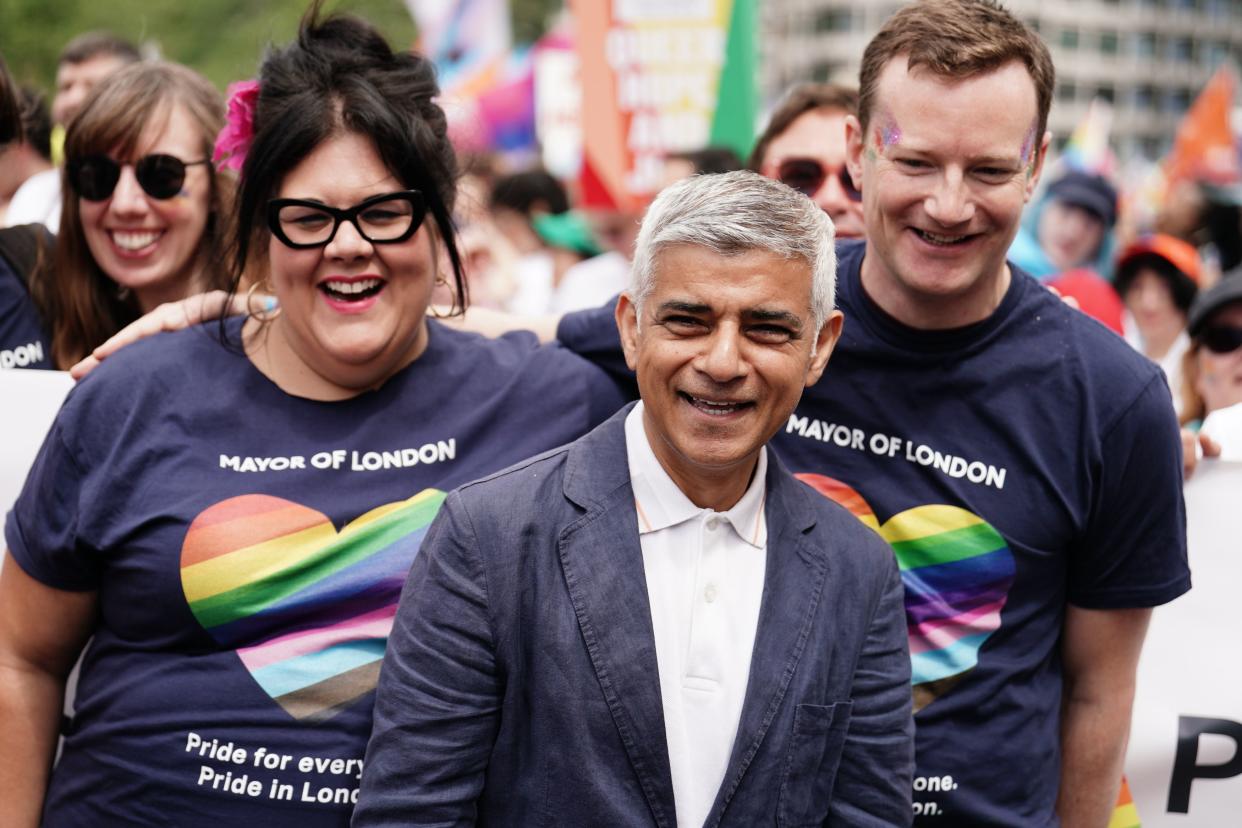 Mayor of London Sadiq Khan at the Pride in London parade (PA)