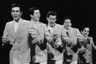 <p>First a barbershop quartet of the eldest brothers, the Osmonds eventually were joined by younger brothers, Donny and Jimmy. The group had a squeaky-clean image and an appealing bubble-gum sound. Their first #1 single was <a href="https://www.amazon.com/One-Bad-Apple/dp/B000W25L0U/?tag=syn-yahoo-20&ascsubtag=%5Bartid%7C10063.g.35225069%5Bsrc%7Cyahoo-us" rel="nofollow noopener" target="_blank" data-ylk="slk:“One Bad Apple”;elm:context_link;itc:0;sec:content-canvas" class="link ">“One Bad Apple”</a> in 1970, followed by a series of hits including <a href="https://www.amazon.com/Away-Little-Girl-Album-Version/dp/B001NZPEES/?tag=syn-yahoo-20&ascsubtag=%5Bartid%7C10063.g.35225069%5Bsrc%7Cyahoo-us" rel="nofollow noopener" target="_blank" data-ylk="slk:"Go Away Little Girl";elm:context_link;itc:0;sec:content-canvas" class="link ">"Go Away Little Girl"</a>(1971), <a href="https://www.amazon.com/Yo-Yo/dp/B000W23IZK/?tag=syn-yahoo-20&ascsubtag=%5Bartid%7C10063.g.35225069%5Bsrc%7Cyahoo-us" rel="nofollow noopener" target="_blank" data-ylk="slk:"Yo-Yo";elm:context_link;itc:0;sec:content-canvas" class="link ">"Yo-Yo"</a>(1972) and <a href="https://www.amazon.com/Puppy-Love/dp/B079ZP7CPY/?tag=syn-yahoo-20&ascsubtag=%5Bartid%7C10063.g.35225069%5Bsrc%7Cyahoo-us" rel="nofollow noopener" target="_blank" data-ylk="slk:"Puppy Love";elm:context_link;itc:0;sec:content-canvas" class="link ">"Puppy Love"</a>(1972). Donny and his sister, Marie, eventually emerged as teen idols with their own TV show from 1976 to 1979.</p>