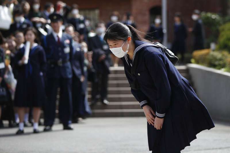 天皇德仁的獨生女愛子22日高中畢業。（美聯社）