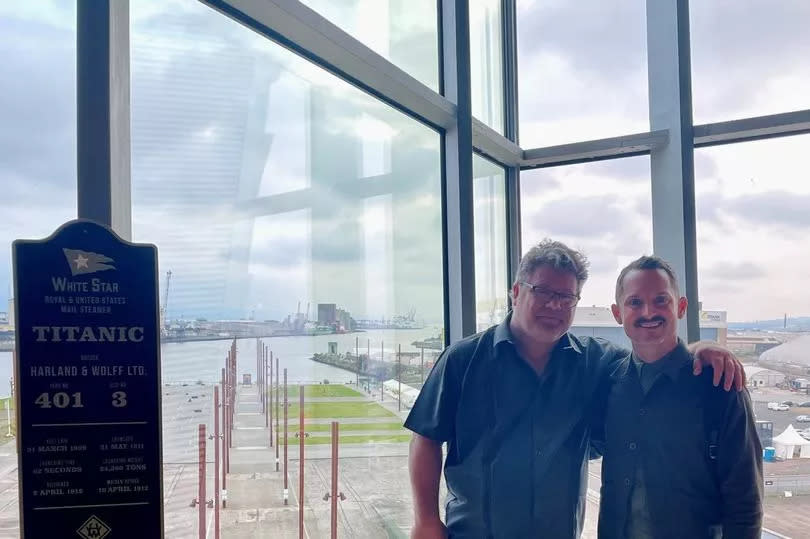 Sean Astin and Elijah Wood in Belfast -Credit:Titanic Belfast/ Facebook