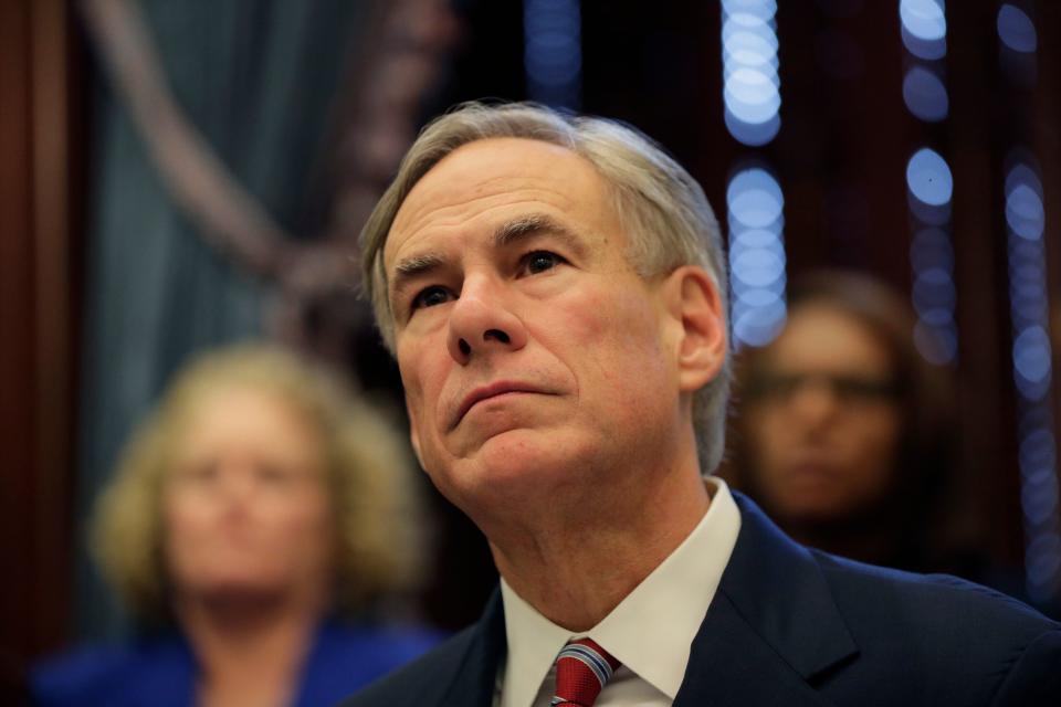 Texas Gov. Greg Abbott gives an update on the coronavirus on March 13, 2020, in Austin, Texas. Abbott declared a state of disaster Friday as the coronavirus pandemic spread to all of the state's biggest cities.  (AP Photo/Eric Gay)