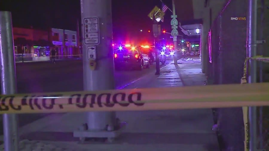 Police block off the street where Jimmy Lopez was fatally shot by officers in Hemet on July 4, 2024. (RMG)