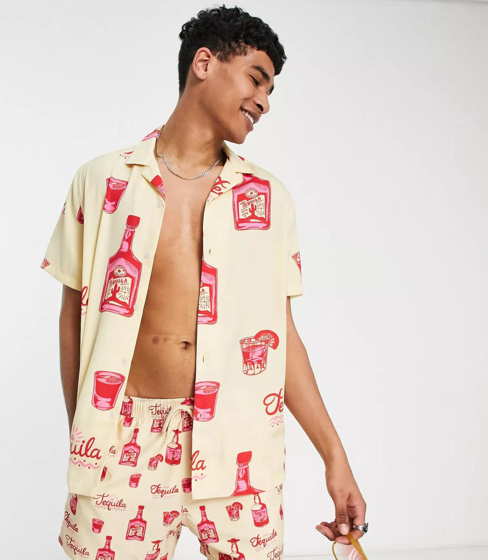 ASOS DESIGN Relaxed Revere Shirt with Tequila Print