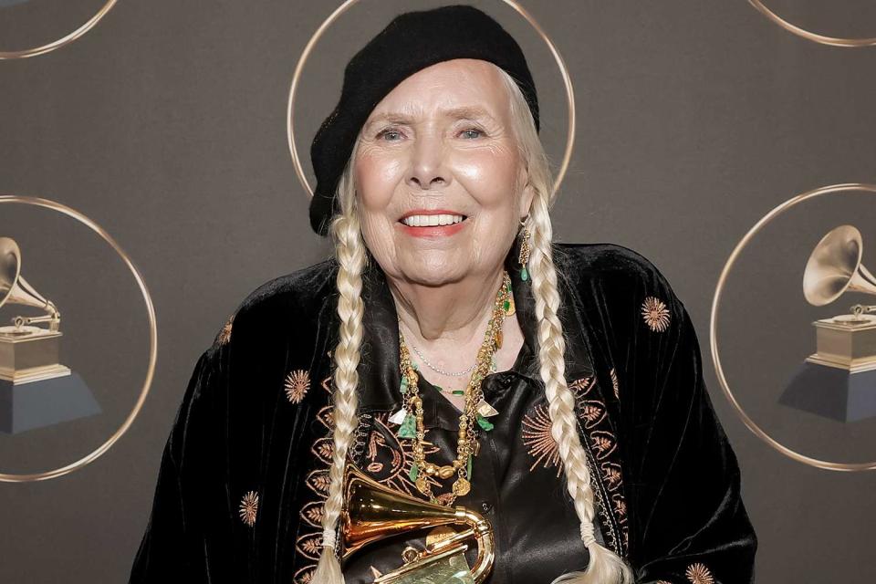 <p>Emma McIntyre/Getty</p> Joni Mitchell in Los Angeles in February 2024