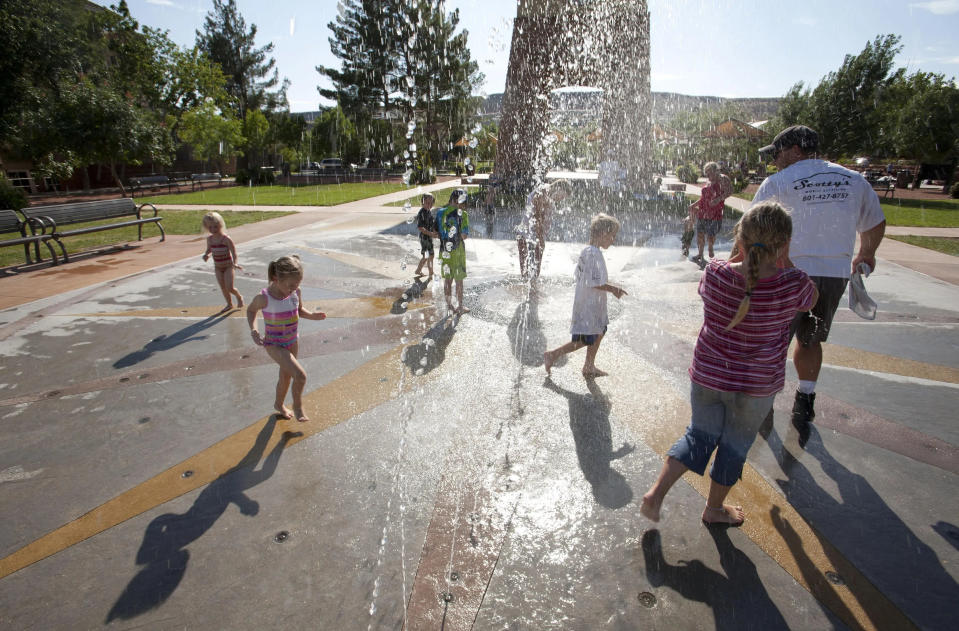 Children cool off at the splash pad at Town Square Park in St. George in this Spectrum file photo from 2023.