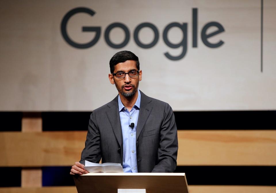 Google CEO Sundar Pichai talking