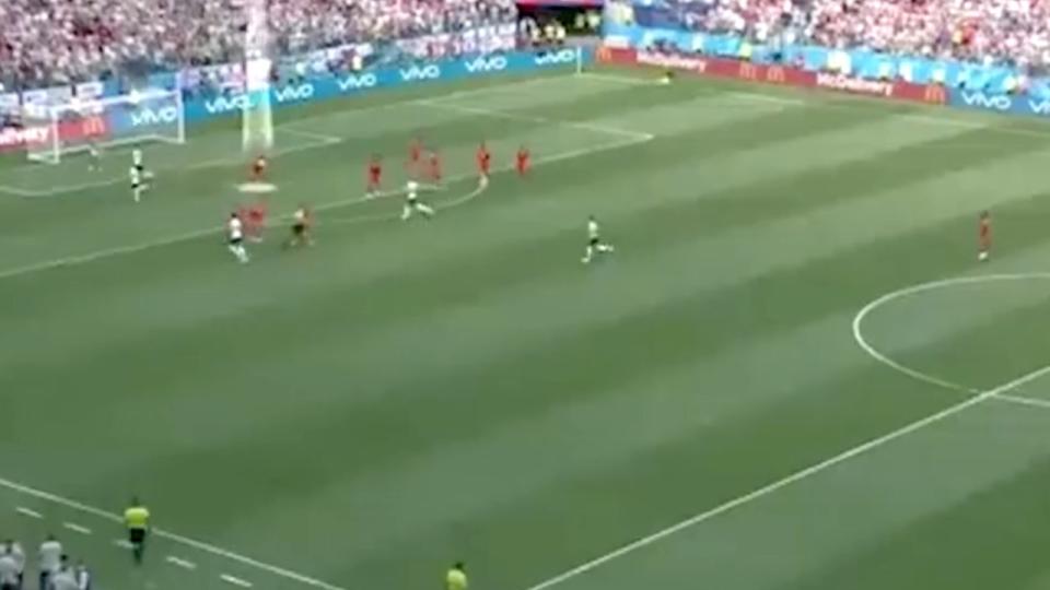 Panama player’s cheeky effort. Pic: Twitter/FIFA World Cup