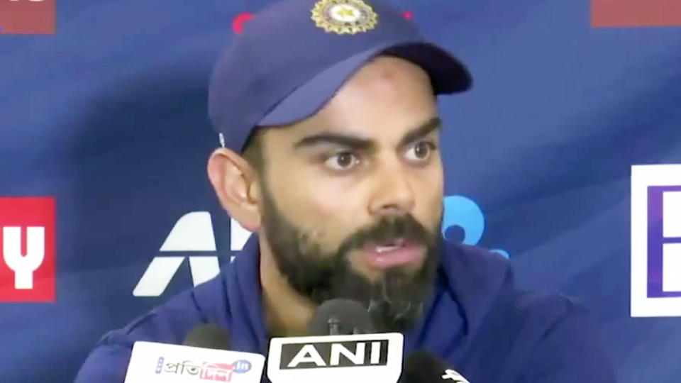 Virat Kohli hits back at a reporter during a press conference.