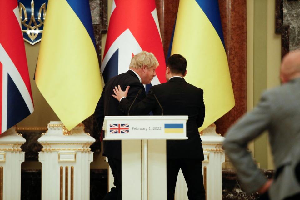 Prime Minister Boris Johnson with Ukrainian president Volodymyr Zelensky in Kyiv, Ukraine (Peter Nicholls/PA) (PA Wire)