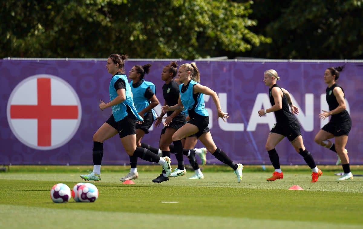 England players during a training session at the the Lensbury Resort, Teddington (John Walton/PA). (PA Wire)