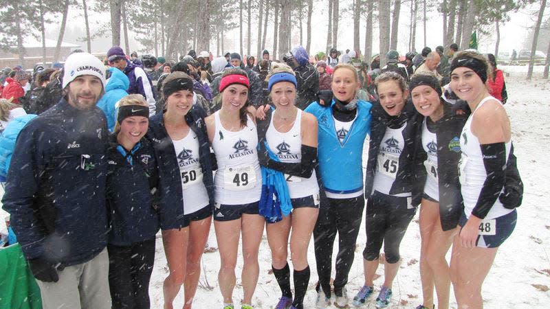 The 2011 Augustana University women's cross country team will be inducted into the Northern Sun Intercollegiate Conference Hall of Fame on Tuesday, July 11 during a ceremony at the Best Western Plus Ramkota in Sioux Falls. The Vikings became the NSIC's first national women's cross country champions.