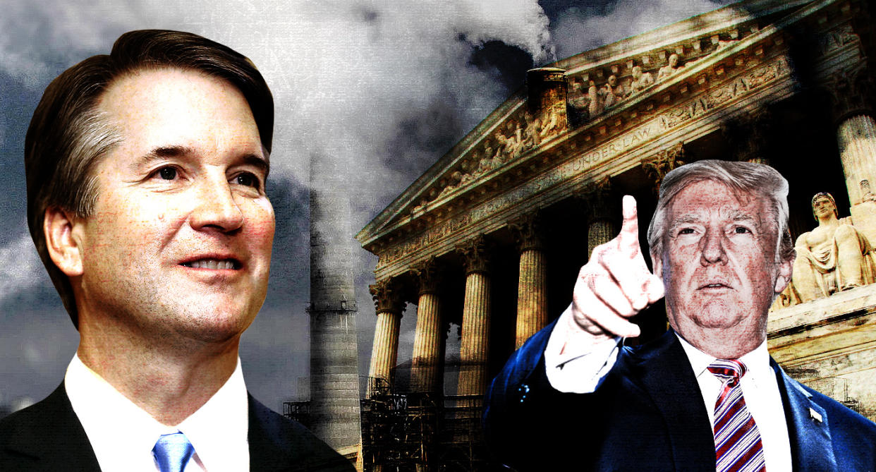 Brett Kavanaugh could have plenty of opportunities to change environmental law in the near future. (Photo illustration: Yahoo News; photos: AP, Getty)