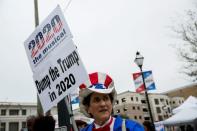 Carol Dunitz stands outside the tenth Democratic 2020 presidential debate at the Gaillard Center in Charleston