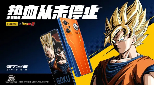 Realme GT Neo 2 Dragon Ball Z tem as cores do uniforme do protagonista do anime (Imagem: Divulgação/Realme)