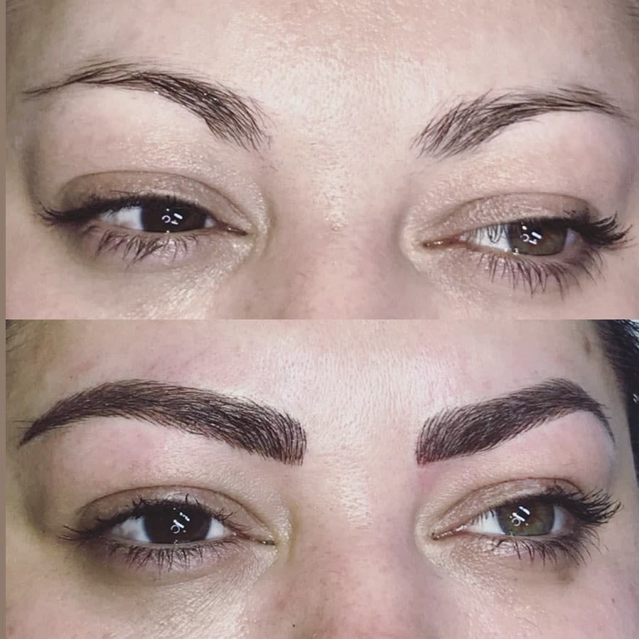 Eyebrows before and after microshading.