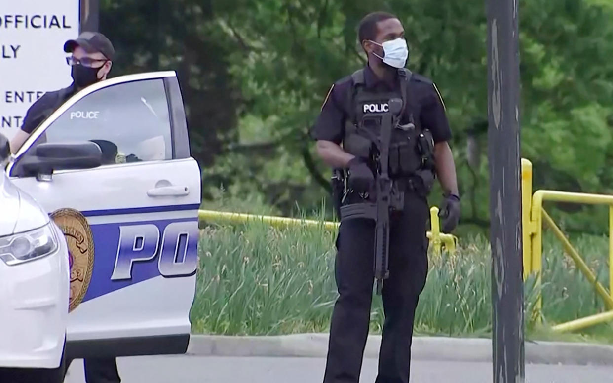 Image: Police secure CIA headquarters entrance after report of suspicious vehicle (NBC NEWS)