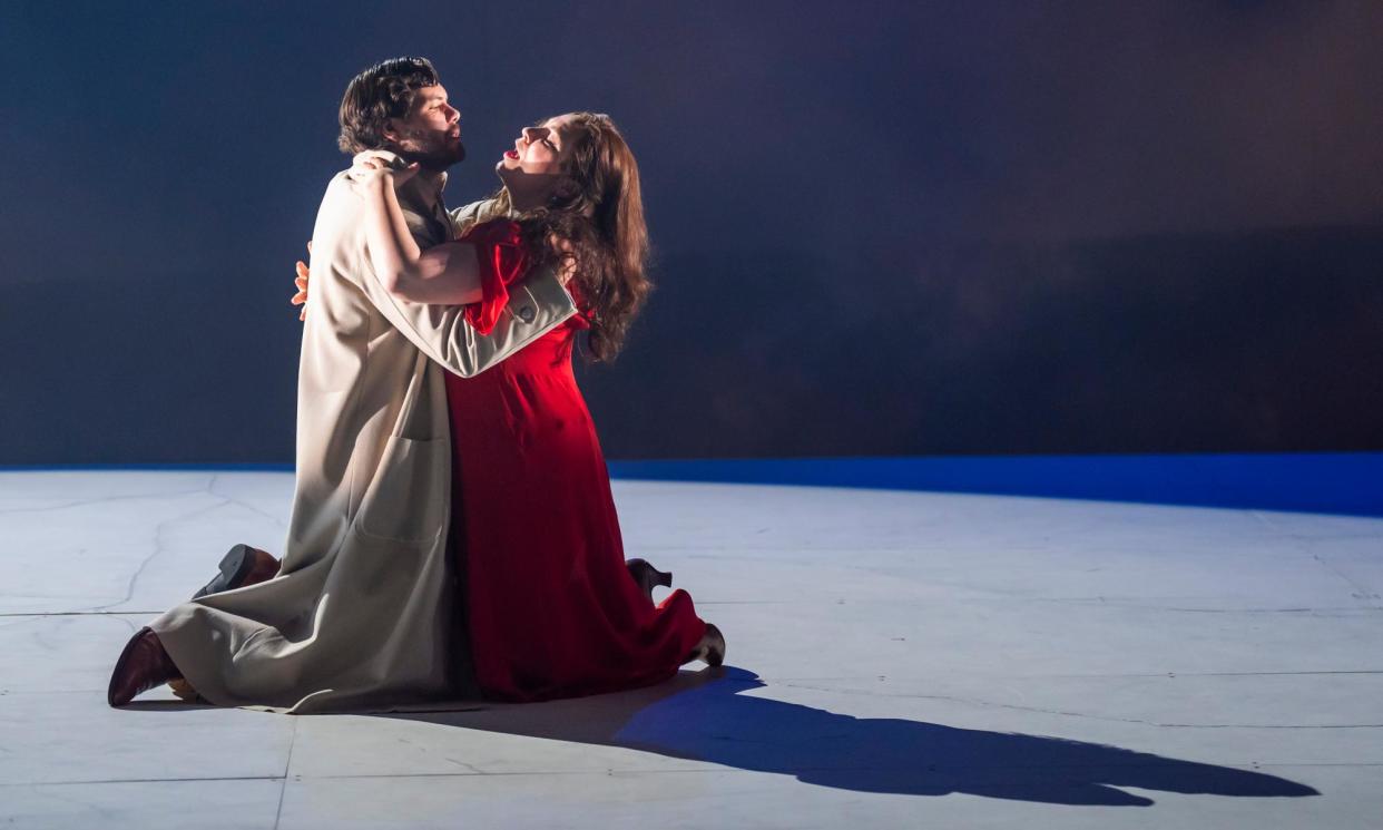 <span>Scarlet woman … Thomas Atkins (Boris) and Natalya Romaniw (Katya) in Katya Kabanova at Grange Park Opera.</span><span>Photograph: Tristram Kenton/The Guardian</span>