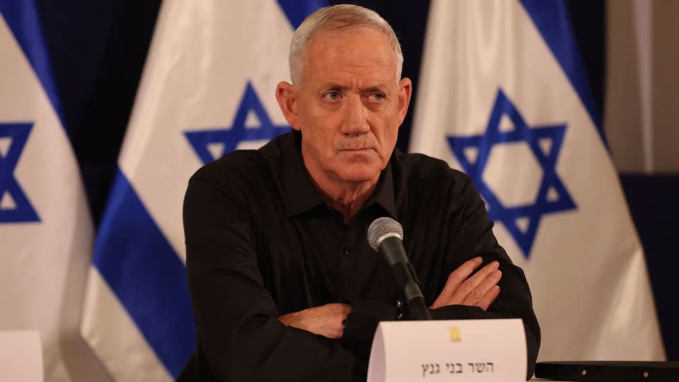 Netanyahu's allies have lashed out at cabinet member Benny Gantz, pictured here in Tel Aviv, Israel, October 2023. - Abir Sultan/Pool/AFP/Getty Images
