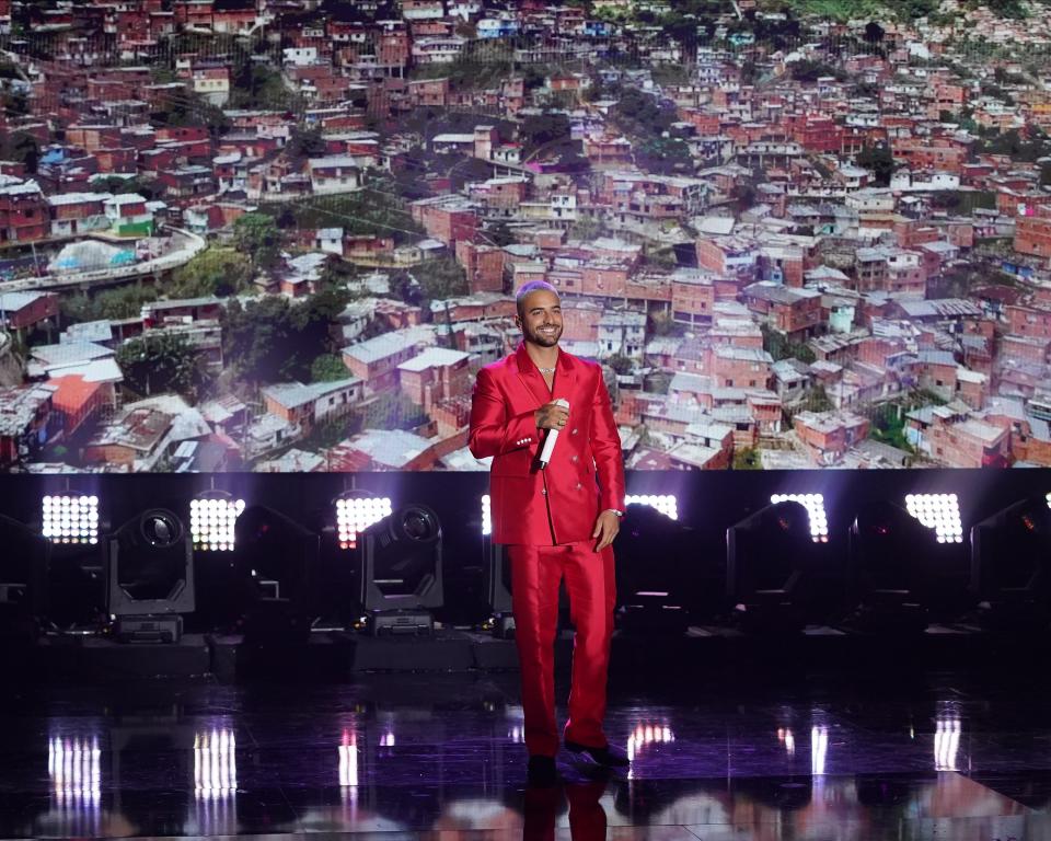 Maluma performs on New Year's Eve in New York, December 31, 2020.