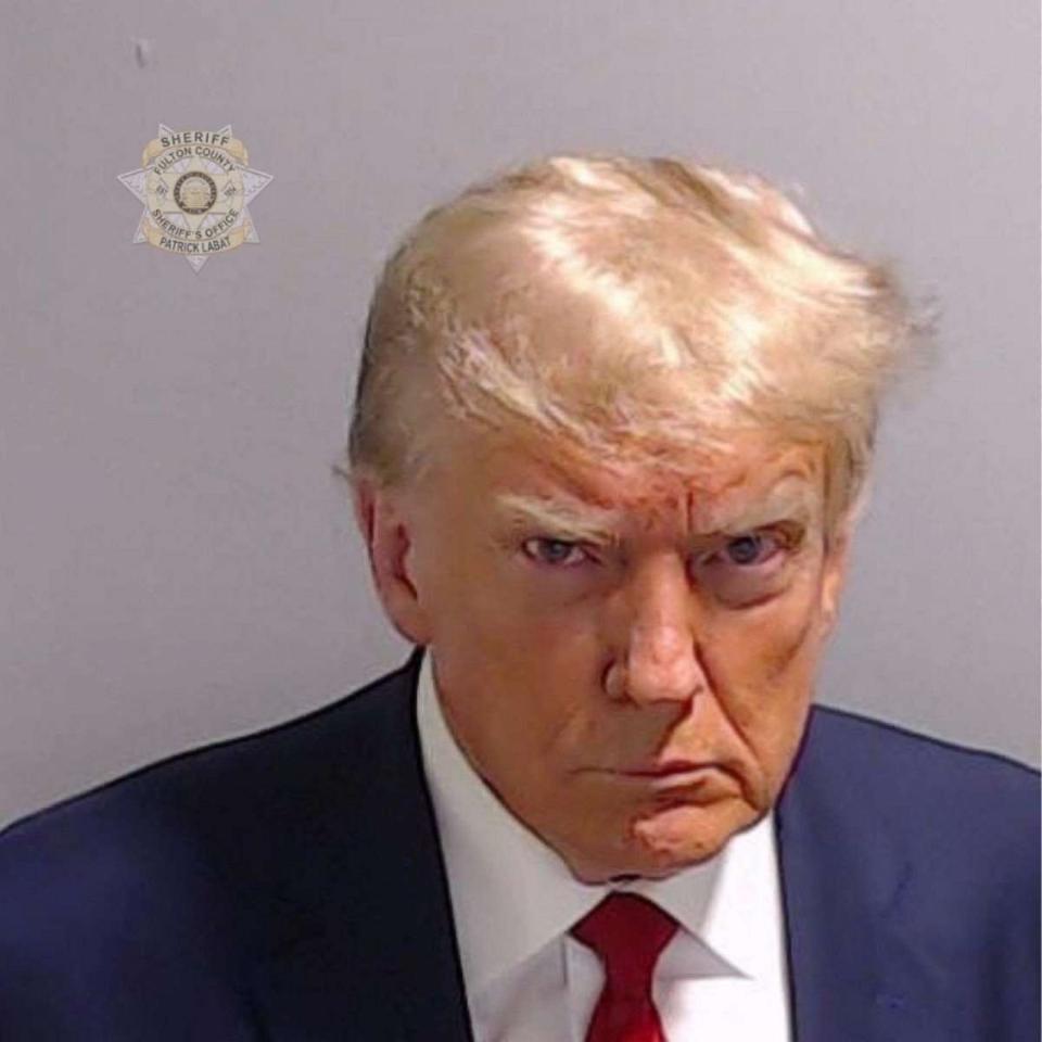 PHOTO: Booking photo released by the Fulton County Sheriff's Office of former President Donald Trump, Aug. 24, 2023. (Fulton County Sheriff's Office/AFP via Getty Images)
