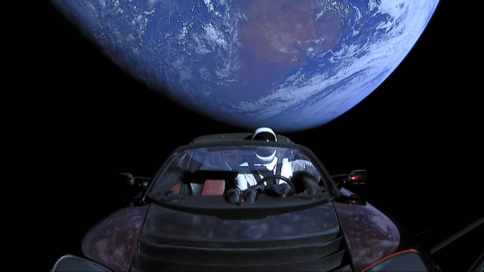 Starman auf seinem Weg ins Weltall