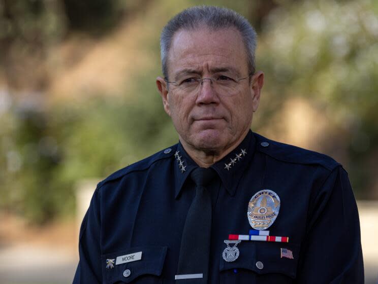 LOS ANGELES, CA - DECEMBER 07: LAPD Chief Michel Moore at LAPD Police Academy on Thursday, Dec. 7, 2023 in Los Angeles, CA. (Irfan Khan / Los Angeles Times)