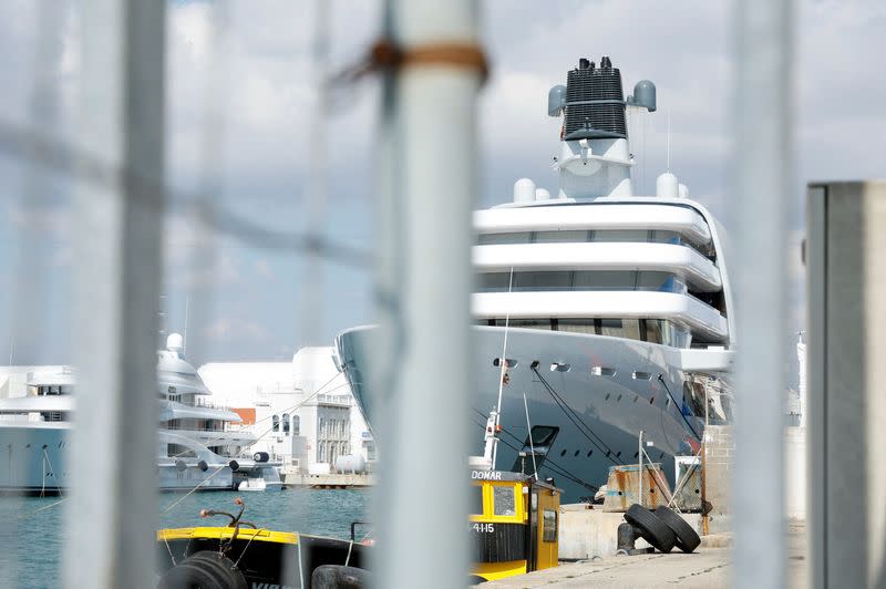 Roman Abramovich's super yacht Solaris is seen at Barcelona Port