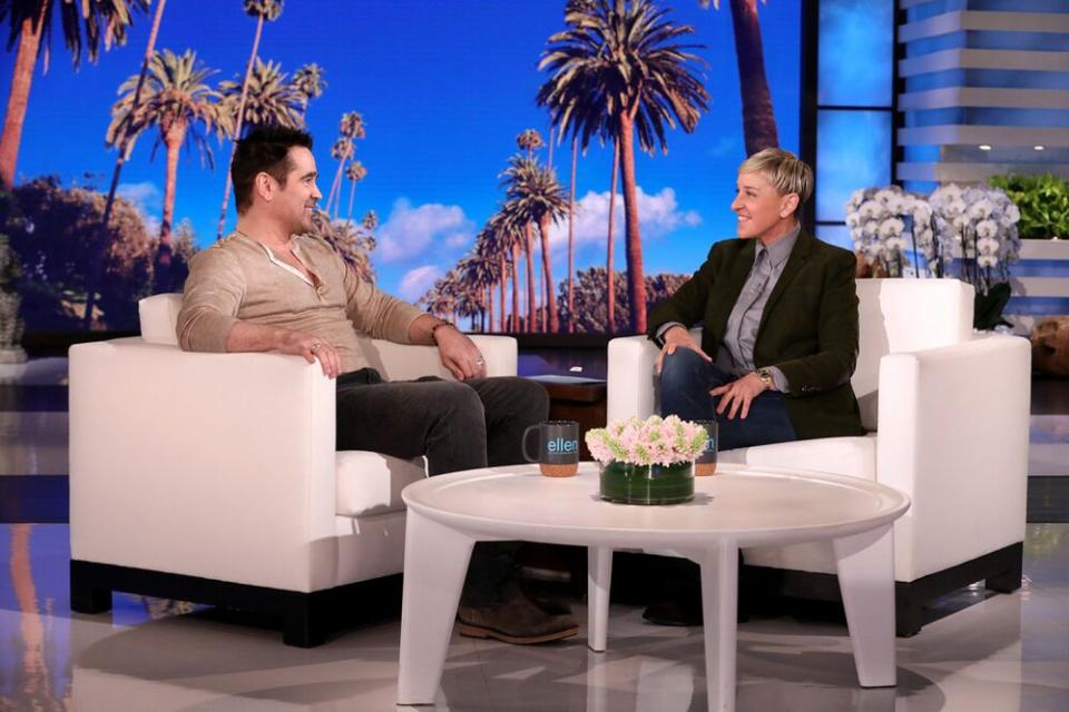 Colin Farrell (L) and Ellen DeGeneres | Michael Rozman/Warner Bros.