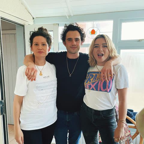 <p>Toby Sebastian Instagram</p> Florence Pugh with her siblings Arabella Gibbons and Toby Sebastian.